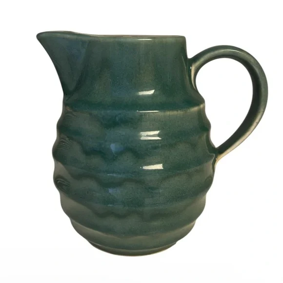 Vintage Greenware Banded Rib Milk Pitcher - Picture 2 of 6